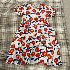 Mini Rodini Floral Kids Dress in Red and Blue